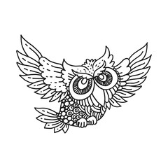 Owl vector hand draw illustration .Olw bird for symbol. Ethnic retro illustration of owl . Owl doodle vector 