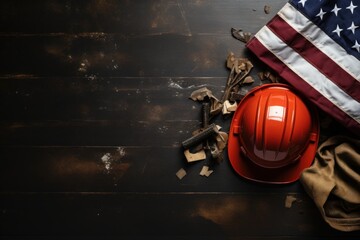 Naklejka premium american flag on old background