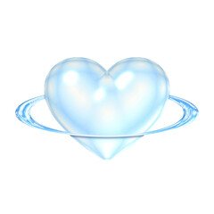 Heart ring Y2K blue element sticker with chrome effect