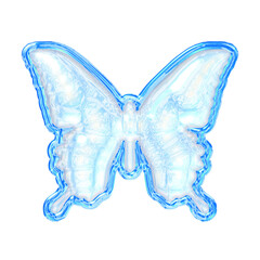 Butterfly Y2K blue element sticker with chrome effect