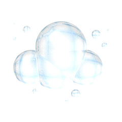 Cloud Y2K blue element sticker with chrome effect