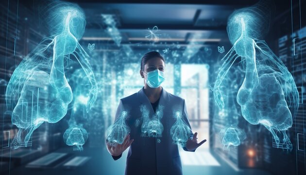 healthcare and medicine virus doctor and robotics rese