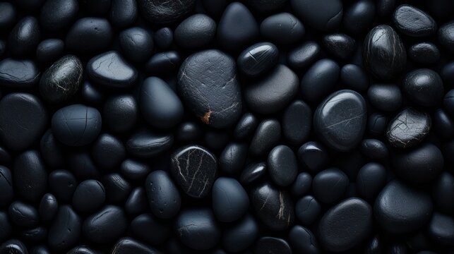 close-up glossy black wet pebbles. Macro, pebble background. - Powered by Adobe