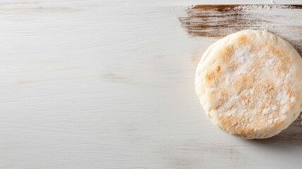 Fototapeta na wymiar Freshly Baked English Muffin Bread Photorealistic Horizontal Background. Crusty Pastry, Gourmet Bakery. Ai Generated Backdrop with Copyspace. Traditional English Muffin Bread.
