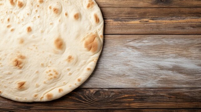 Freshly Baked Pita Flatbread Photorealistic Horizontal Background. Crusty Pastry, Gourmet Bakery. Ai Generated Backdrop with Copyspace. Traditional Pita Flatbread.
