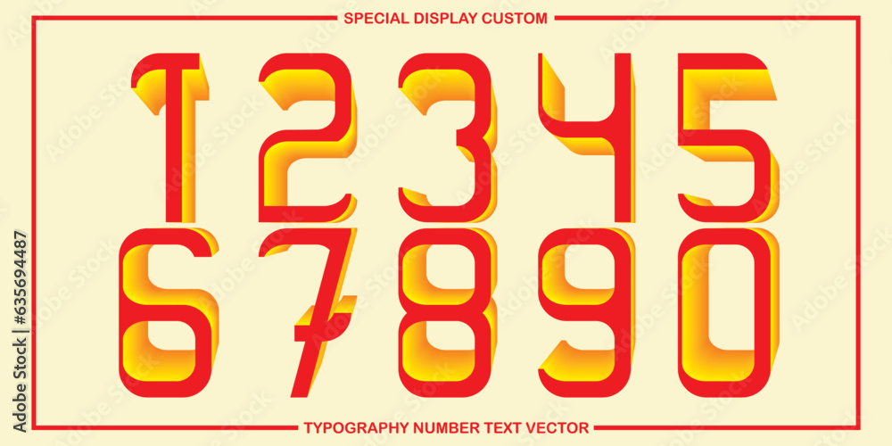 Poster assorted digital custom vector numbers. minimum. color gradation. dark. banner network. 3d effect. d