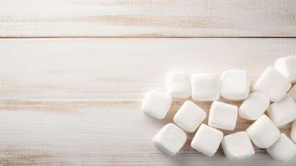 Fototapeta na wymiar Sweet Marshmallow Candy Photorealistic Horizontal Background. Sweet Dessert From Confectionery. Ai Generated Backdrop with Copyspace. Flavory Marshmallow Candy.