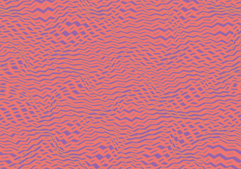 80s vibration lines. Optical pattern. Moiré pattern. Warped zigzag. Vector seamless pattern - 635696076
