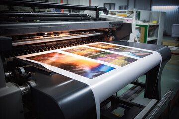 Large format printing machine in operation. Industry - obrazy, fototapety, plakaty