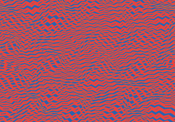 80s Neon vibration lines. Warped waves. Optical pattern. vector seamless pattern. - 635696469