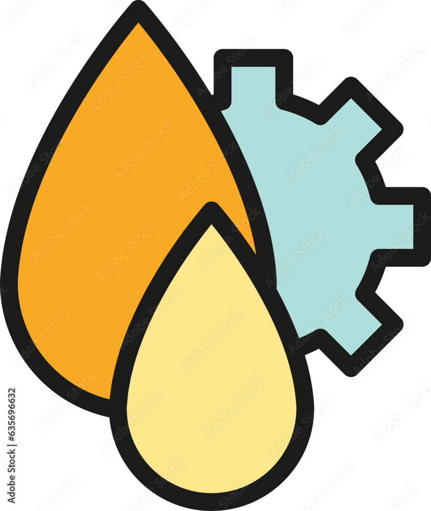 Poster paint gear icon outline vector. edit tool. data interface color flat