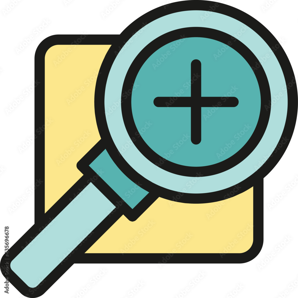 Poster digital zoom icon outline vector. edit tool. data interface color flat