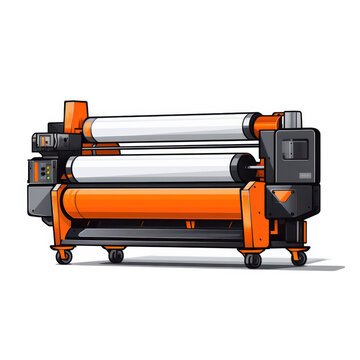 Large format printing machine on white background. Industry