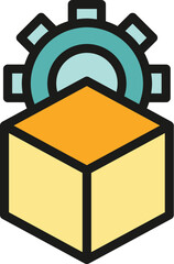 Obraz premium Edit cube gear icon outline vector. Scale digital. Tool data color flat