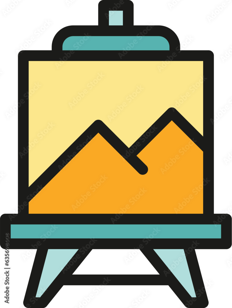 Poster image easel icon outline vector. edit tool. stroke digital color flat