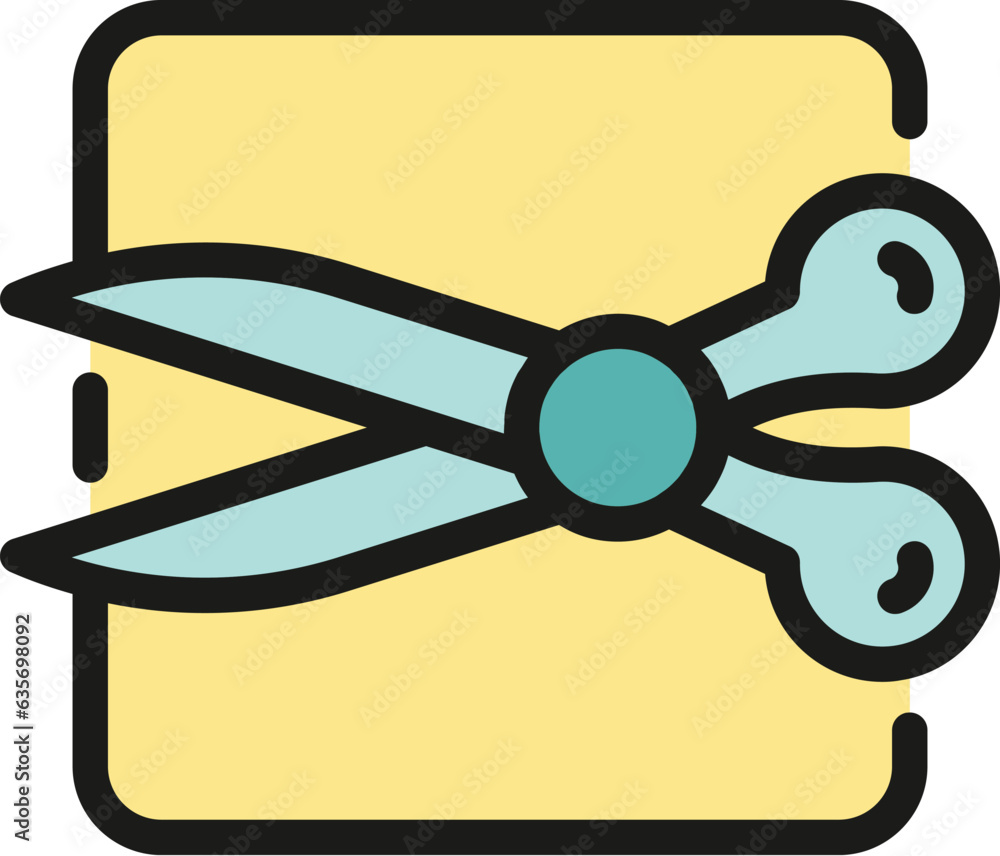 Poster edit digital scissors icon outline vector. stroke tool. interface rotate color flat