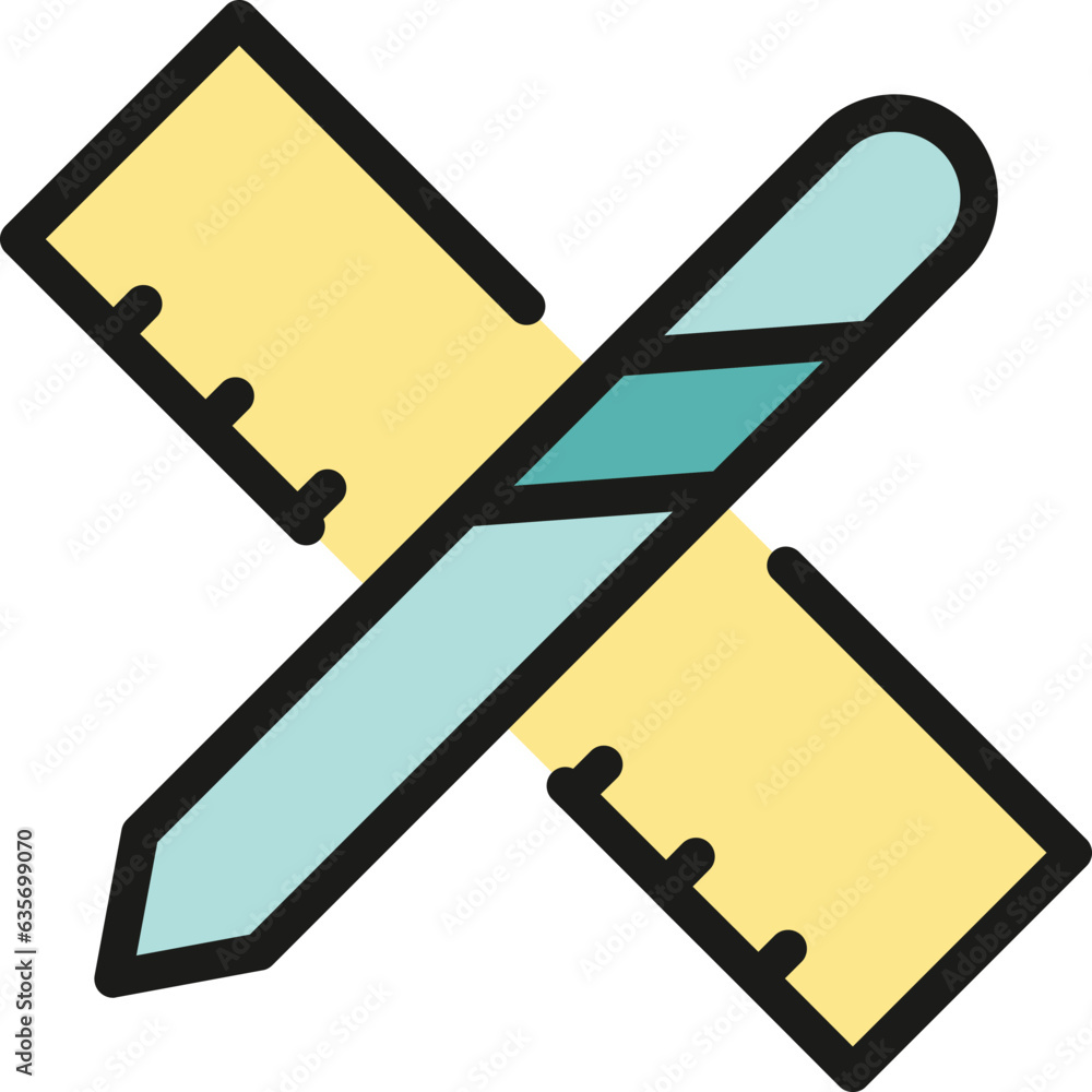 Poster pen ruler icon outline vector. edit tool. interface data color flat