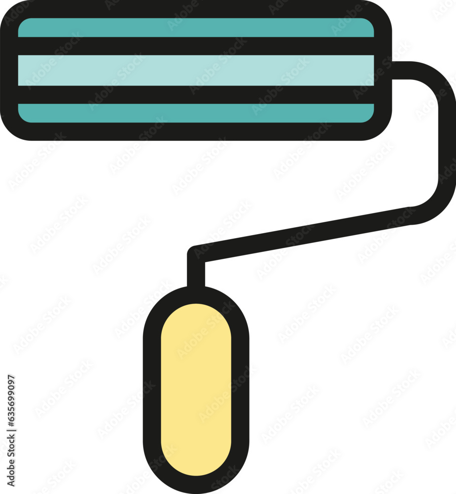 Poster paint roller icon outline vector. data interface. digital scale color flat