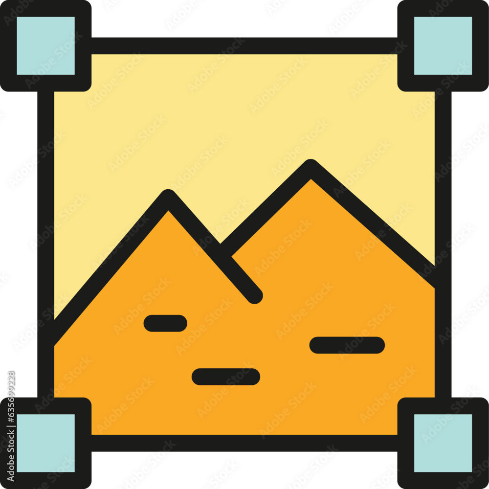 Poster image edit icon outline vector. tool stroke. digital scale color flat