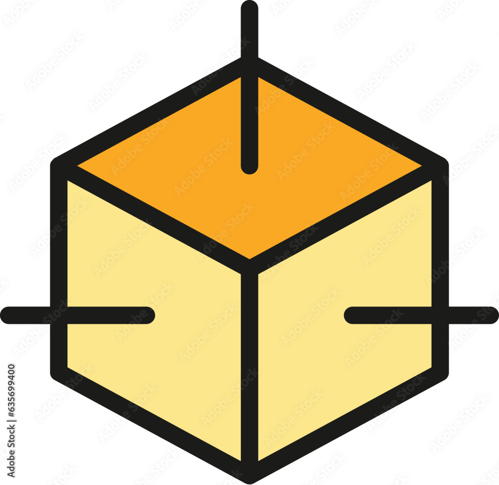 Poster 3d view edit icon outline vector. data tool. scale digital color flat