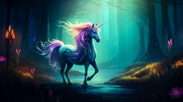 Unicorn Pony Fairy Tale Fantasy Horse Creature Magical Cute Enchanted Forest