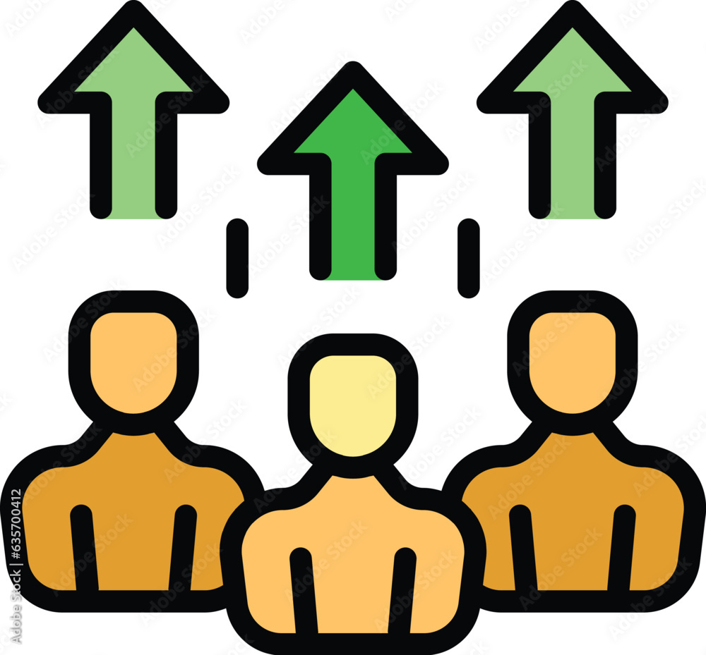 Poster group skill level icon outline vector. goal career. learn brain color flat
