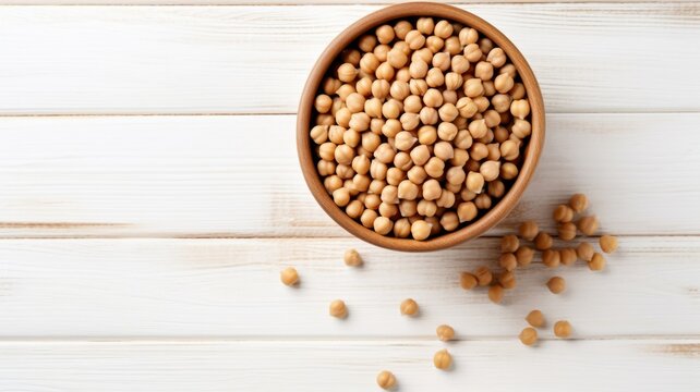 Organic Chickpeas Legumes Photorealistic Horizontal Background. Plant-based Protein, Vegetarian Food. Ai Generated Backdrop with Copyspace. Vegan Chickpeas Legumes.