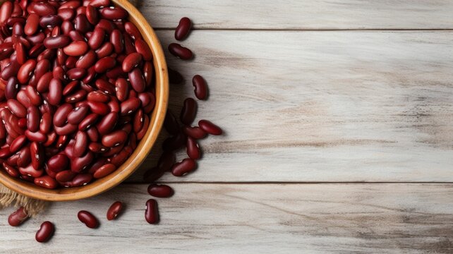 Organic Kidney Beans Legumes Photorealistic Horizontal Background. Plant-based Protein, Vegetarian Food. Ai Generated Backdrop with Copyspace. Vegan Kidney Beans Legumes.