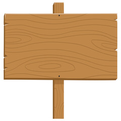 Wood Plank Signage Board Stand Cartoon Illustration Template Vector