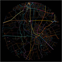 Colorful Map of GronauWestf-, North Rhine-Westphalia with all major and minor roads.