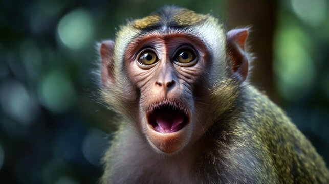 Funny monkeys A funny monkey lives in a natural forest. cute animal