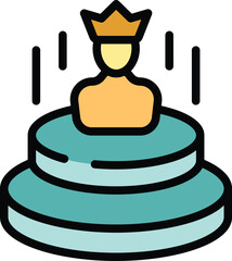 Skill up party cake icon outline vector. Career goal. Training capacity color flat