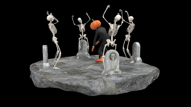 Halloween party dance - 3d render looped with alpha channel.
