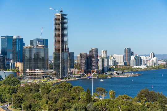 View of the Perth CBD from Kings Park. Western Australia.