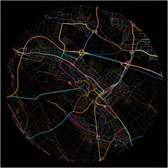 Colorful Map of OberurselTaunus, Hesse with all major and minor roads.