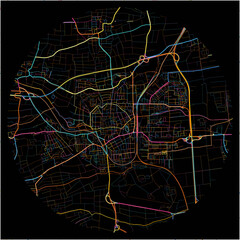 Colorful Map of LandauinderPfalz, Rheinland-Pfalz with all major and minor roads.