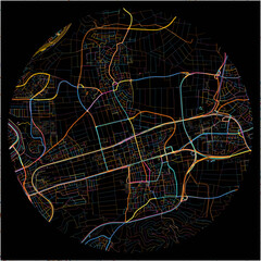 Colorful Map of Fellbach, Baden-Wuerttemberg with all major and minor roads.