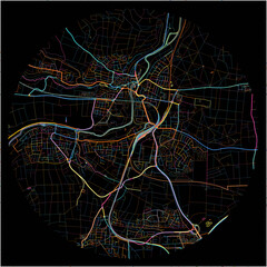 Colorful Map of Bietigheim-Bissingen, Baden-Wuerttemberg with all major and minor roads.