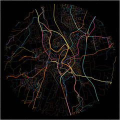 Colorful Map of Kaufbeuren, Bavaria with all major and minor roads.
