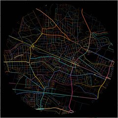 Colorful Map of Falkensee, Brandenburg with all major and minor roads.