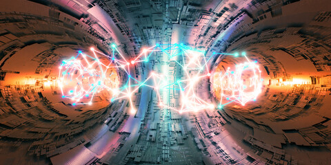 nuclear fusion reactor tokamak concept background, 3d rendering - obrazy, fototapety, plakaty