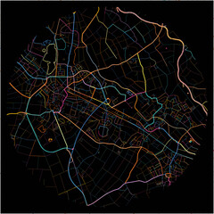 Colorful Map of Heinsberg, North Rhine-Westphalia with all major and minor roads.