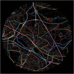 Colorful Map of Siegburg, North Rhine-Westphalia with all major and minor roads.