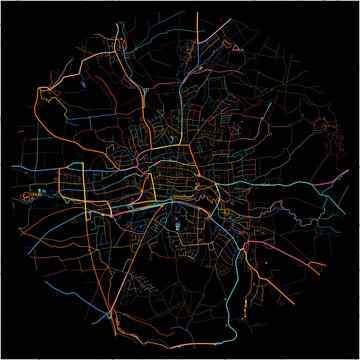 Colorful Map of Lemgo, North Rhine-Westphalia with all major and minor roads.