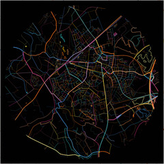 Colorful Map of Kamp-Lintfort, North Rhine-Westphalia with all major and minor roads.
