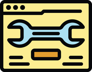 Online money repair icon outline vector. Earn wallet. Donation card color flat