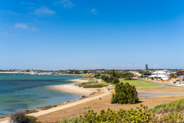 Fototapeta premium View of Port Denison from the Fishermen's Memorial Lookout and Obelisk. Western Australia.