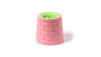 Geometric shapes cylinder toy isolated on a white background