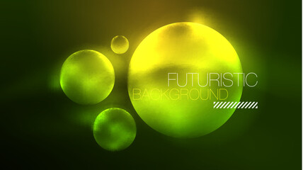 Neon glowing circles, magic energy space light concept, abstract background wallpaper design
