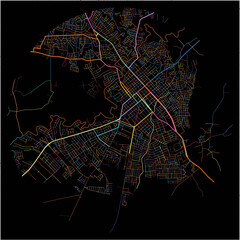Colorful Map of SanFranciscodeMacoris, Duarte with all major and minor roads.